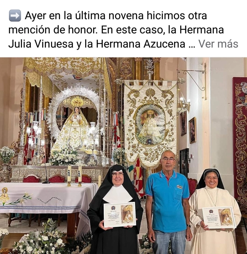 Homenaje a Nuestra Madre General en la festividad de la Virgen de la Estrella, patrona de su localidad natal